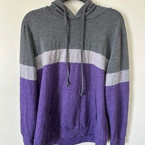Stylish Women’s PinkMStyle Gray and Purple Women's Hoodie Size L